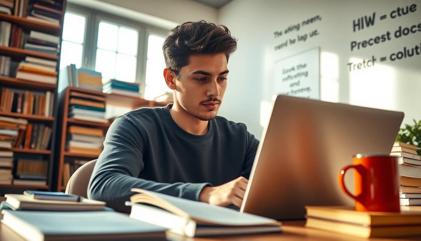 Pay someone to take toefl with a focused student studying in a cozy, bright environment