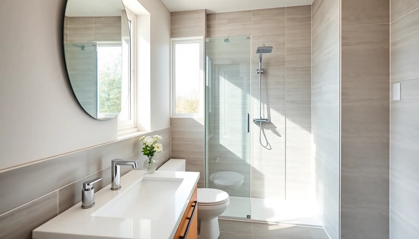 Transform the space with a small bathroom remodel featuring modern fixtures and natural lighting.