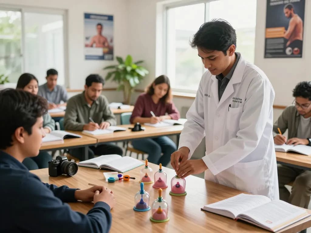 Students learning the Hijama course in London with hands-on cupping techniques and professional instruction.