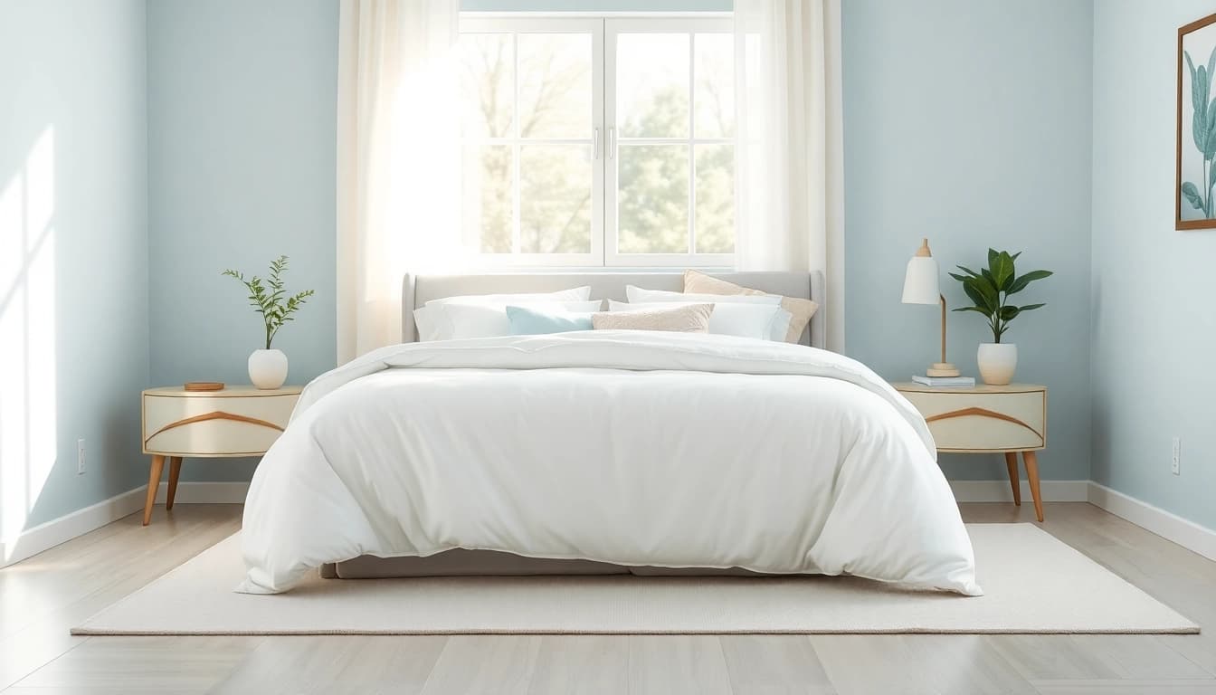 Stylish twin xl bed adorned with decorative pillows and a plush comforter in a bright bedroom.