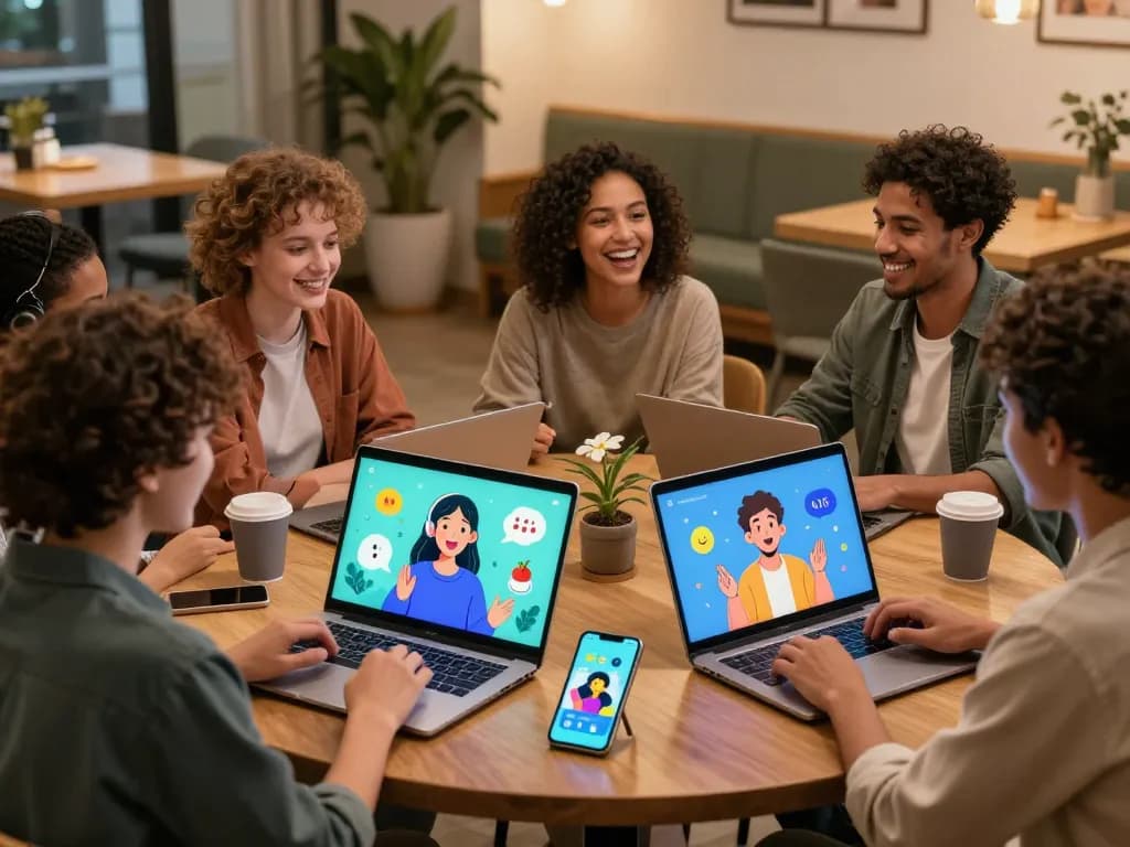 Engaging users experiencing Crush on AI chat interactions in diverse settings, showcasing animated conversations.