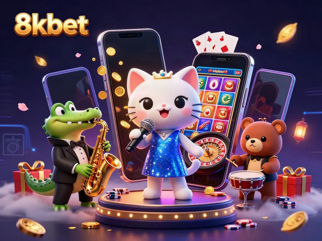 Experience the thrilling world of online gaming with 8xbet through this vibrant casino illustration.