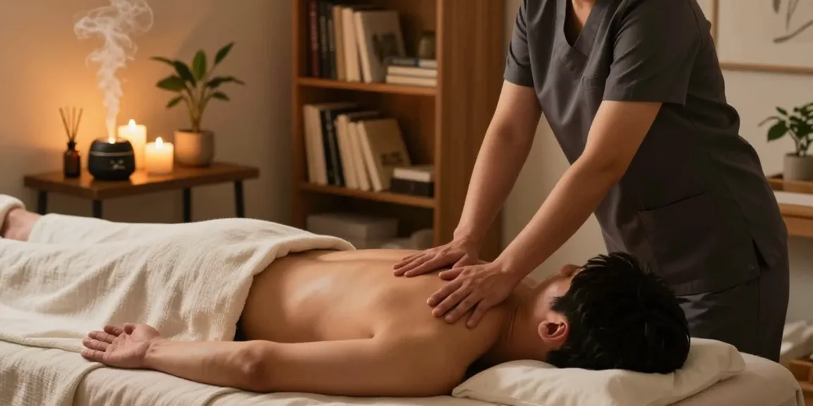 Experience a relaxing 성동구출장마사지 session in a tranquil home environment with soothing elements.