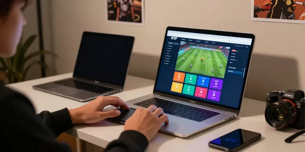 Engaging user experience on https://five88.boats/ showcasing online betting interface with laptop and smartphone.