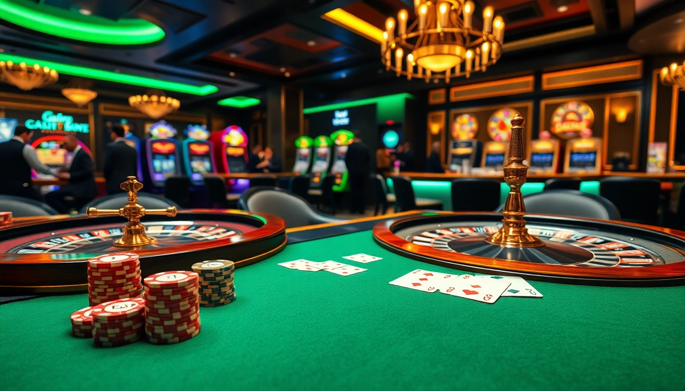 Experience thrilling gameplay at https://luck8.bid/ with a vibrant casino scene showcasing luxurious tables and gaming accessories.