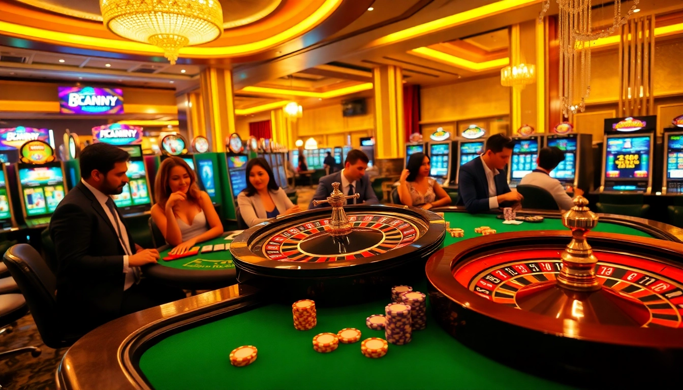 Experience the thrill of gaming with https://winvn.wiki as players engage at a dazzling casino table.