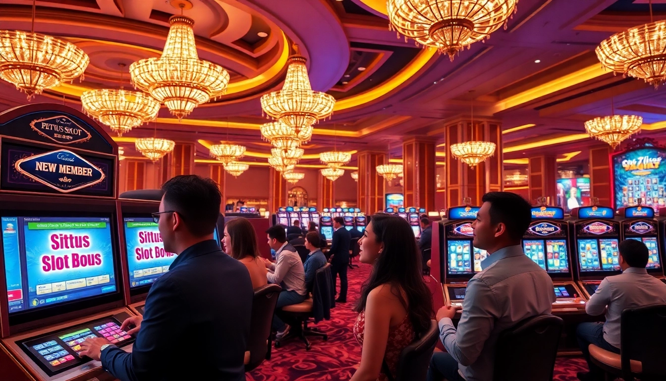 Situs slot bonus new member displayed on high-end machines at an elegant casino.