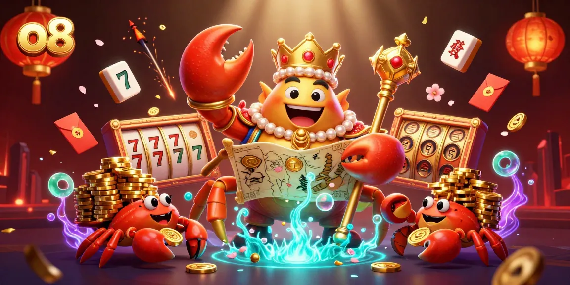 Engage in exciting gameplay at o8 with the golden crab emperor amidst vibrant casino elements.