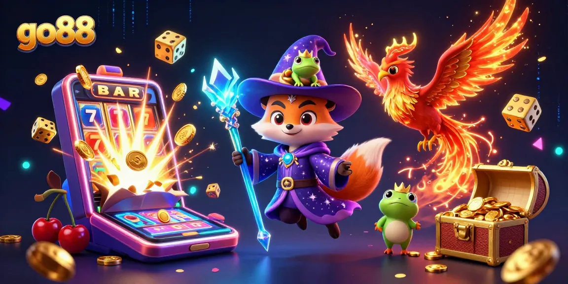 Experience the excitement of go88 with a vibrant casino scene featuring mystical characters and dynamic gaming elements.